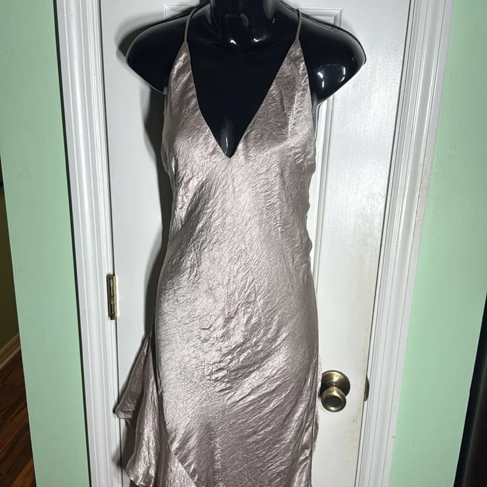 Backstage x Free People Dusty Pink Shimmery Asymmetrical Dancing Gown Size XS - Picture 4 of 12